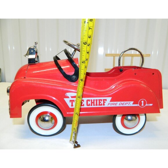 Christmas Farm Decor Red Metal Pedal Car "The Chief" Fire Truck Dept. Flower Pot - Picture 4 of 11